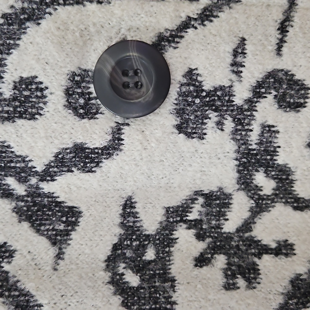 Nanette Lepore Black White Wool Blend Floral Brocade Coat Sz Med - Picture 5 of 10